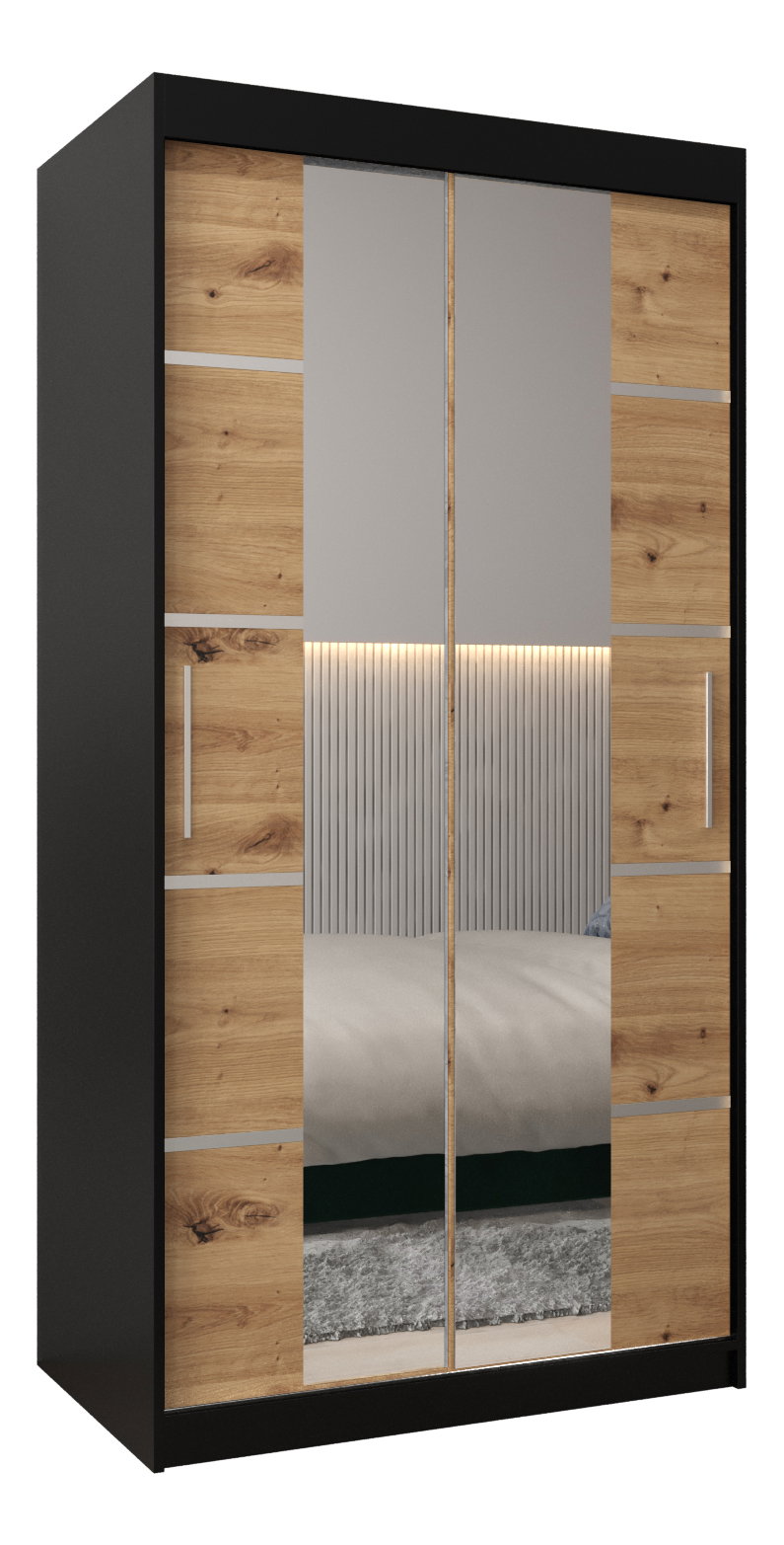 Šatníková skriňa 100 cm Verika 4 100 (čierna + dub artisan)