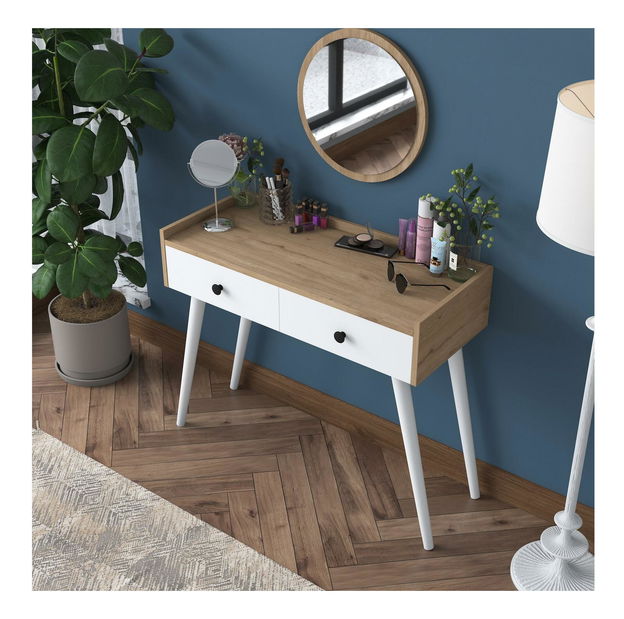 Toaletný stolík Nobisi 2 (biela + orech) 