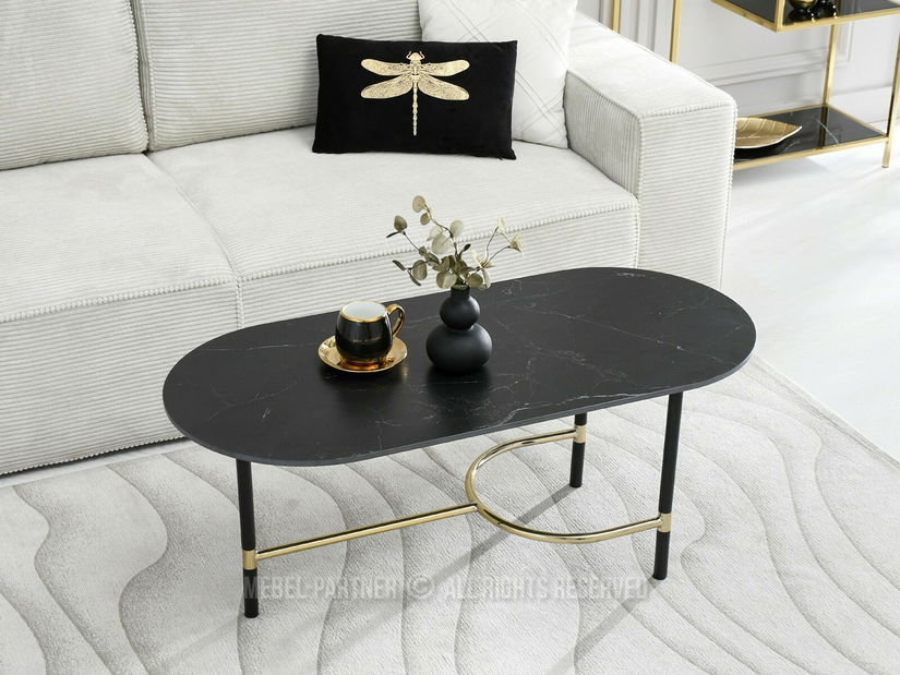 Măsuță de cafea Lamka (marmură neagră + negru)
