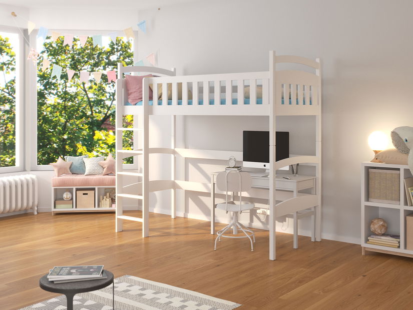 Dječji krevet na kat 180x80 cm Milo (s podnicom) (bijela)