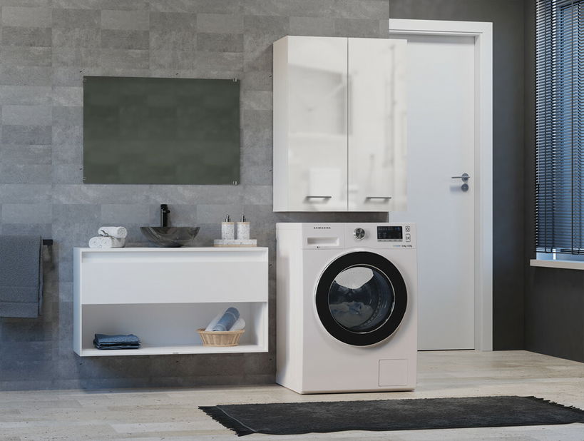 Závesná kúpelňová skrinka Perdieron 2 (lesk biely)