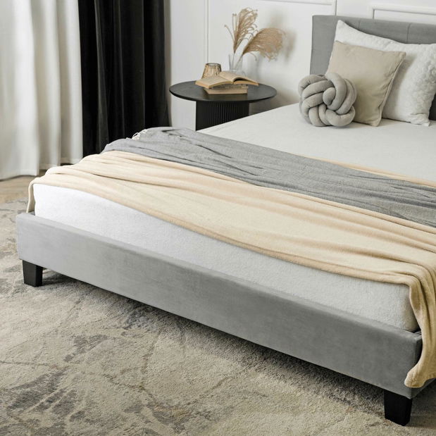 Pat matrimonial 160 cm Baviera (gri) (cu somieră)