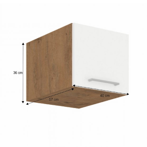 Horná kuchynská skrinka 40 NAGU-36 1F Velaga (biely lesk + dub lancelot)