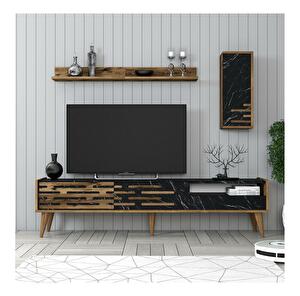 Mobilier living Tonase (Nuc + negru + marmură) 