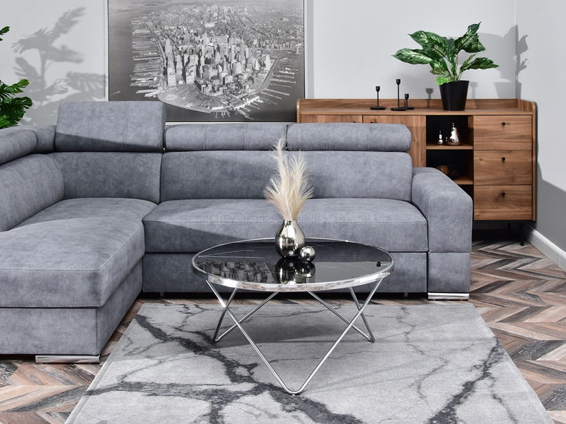 Dohányzóasztal Armin Xl (fekete márvány + króm)