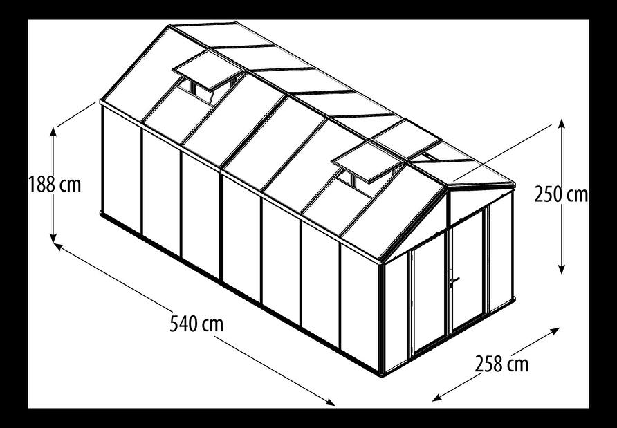 Stil clasic Greenhouse Poseidon 13800 (policarbonat + sticlă securizată + negru)