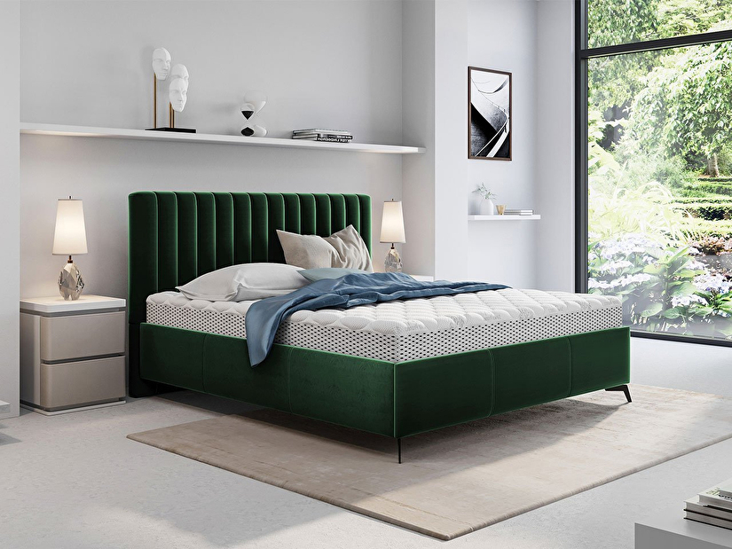 Manželská posteľ 180 cm Lizubo (s úložným priestorom) (zelená) *výpredaj