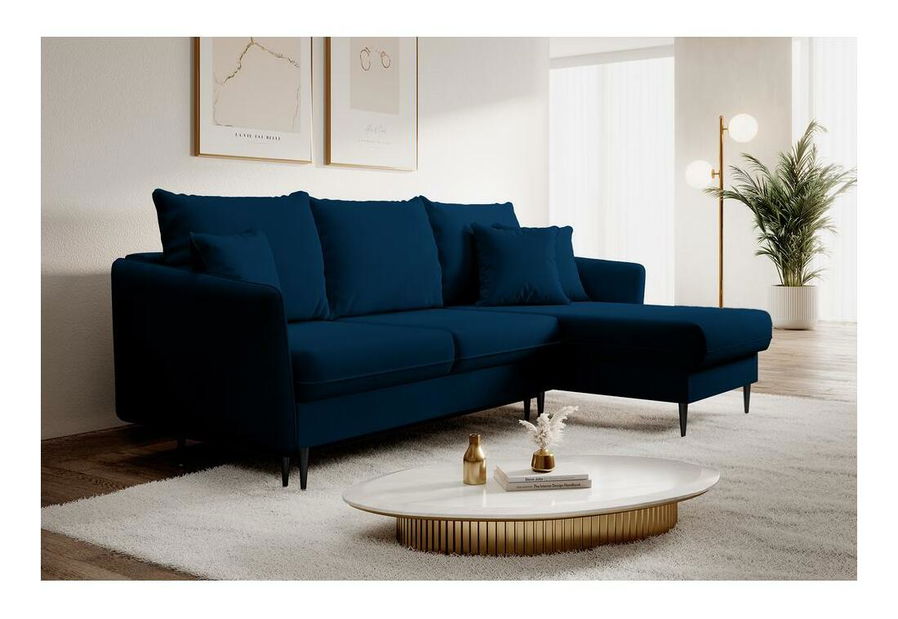 Rohová sedacia súprava Vivaldio L (modrá + čierna)