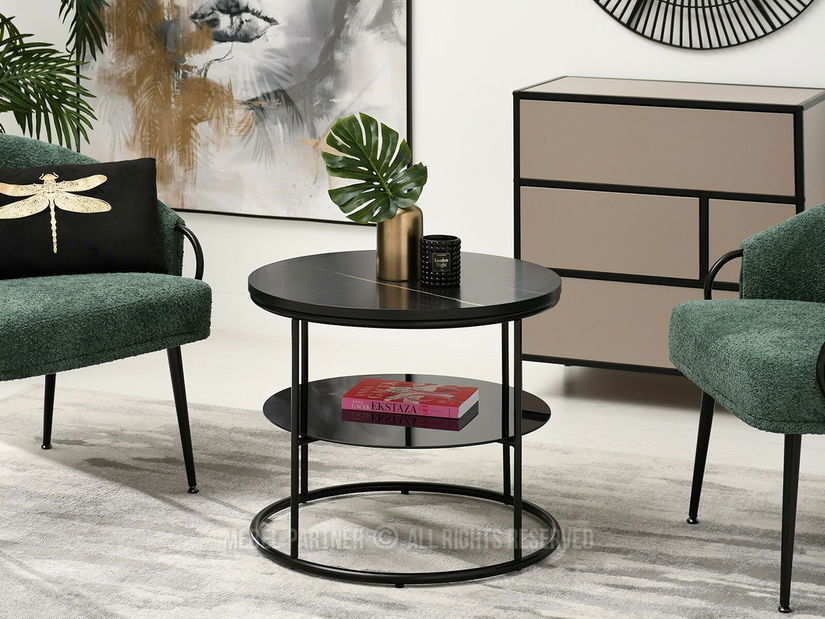 Stolić za kavu Ringo (crni mramor + crna)