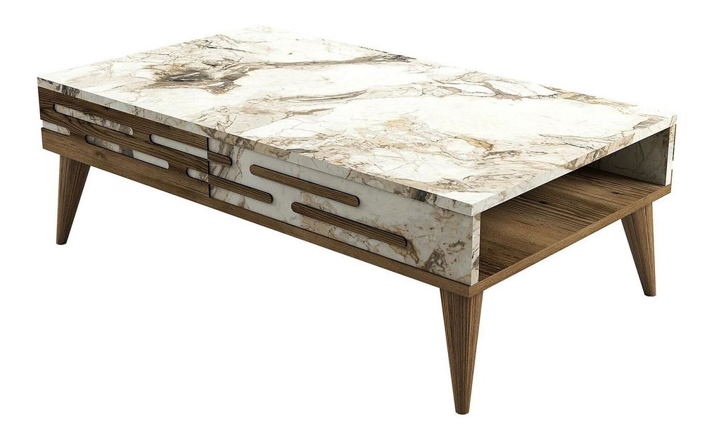 Masă de cafea Valencia (Nuc + Marmură albă)