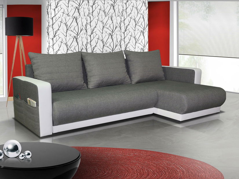Sarok kanapé FrIra (szürke + fehér) (J)