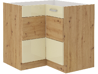 Sarok alsó konyhaszekrény Arryn 90 x 90 DN 2F BB (artisan tölgy + fényes krém)