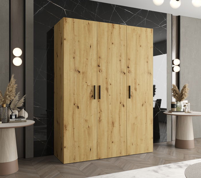 Šatníková skriňa 150 cm Borry 1 (dub artisan + čierna)