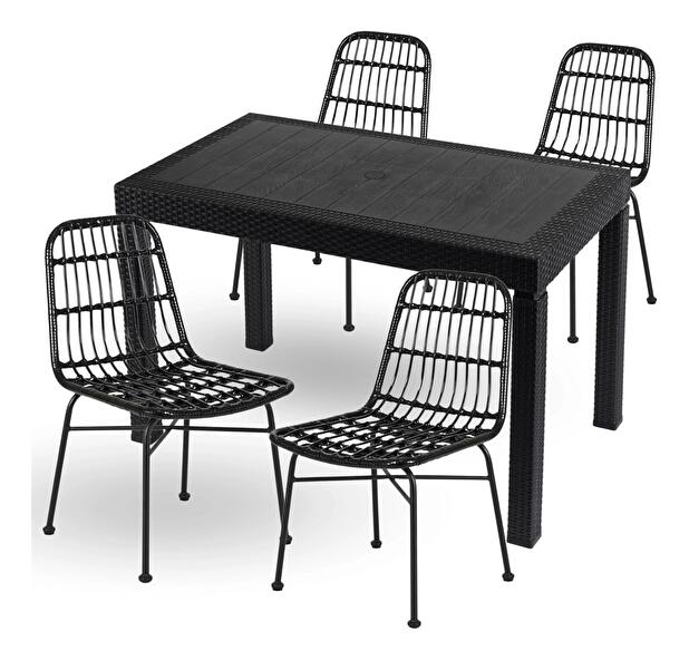 Záhradný set Fabricaria (čierna) (pre 4 osoby)