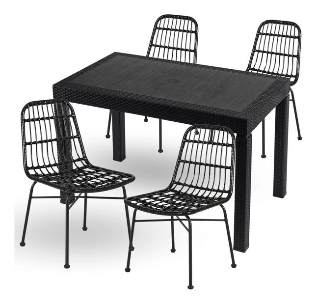 Set mobilier de grădină Fabricaria (negru) (pentru 4 persoane)