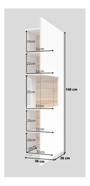 Vitrină Avernic Typ 05 (alb + Stejar wotan) *vânzare stoc