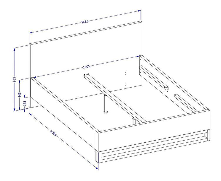 Manželská posteľ Helles 160 (dub wotan + čierna)