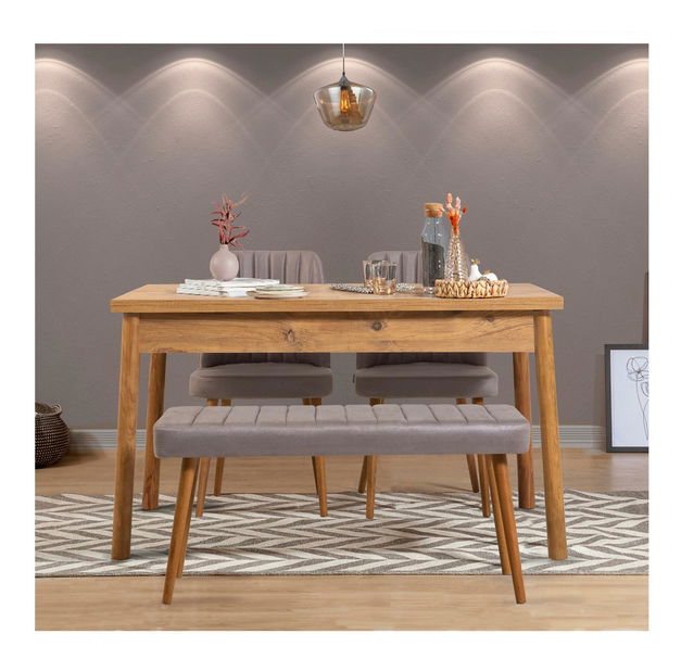 Étkező szett Bimuvo 4 (atlanti fenyő + szürke) (4 fő részére)