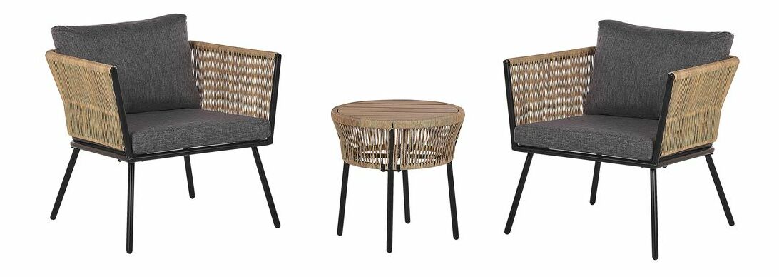 Set mobilier de grădină Genny (natural) (cu perne) (pentru 2 persoane)