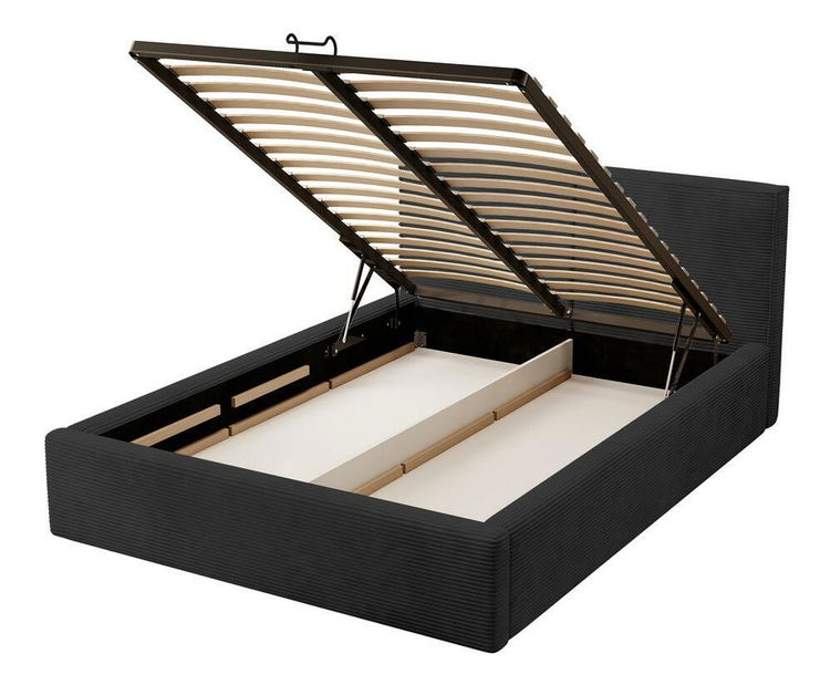 Bračni krevet 140 cm Fatime (s podnicom) (s prostorom za odlaganje) (crna + crna)