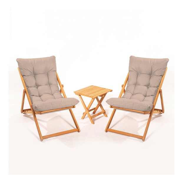 Vrtni set stol i stolice Kikadu 5 (smeđa + prirodna) (za 2 osobe)