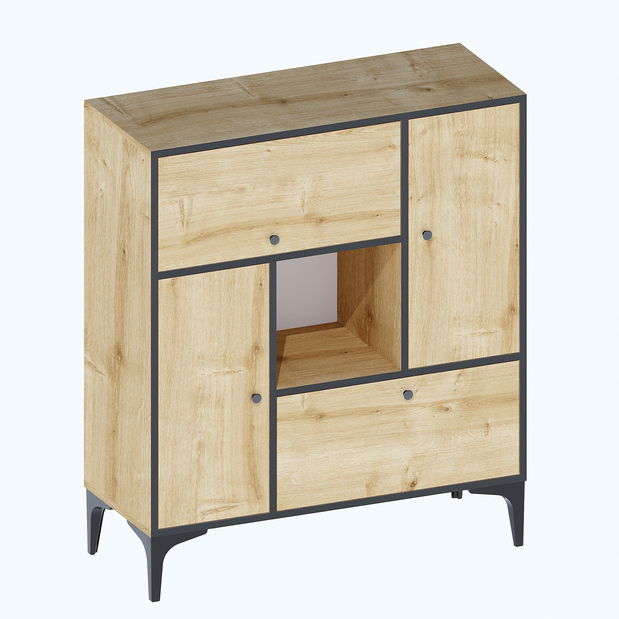 Szekrény Perla (zafír tölgy + fekete)