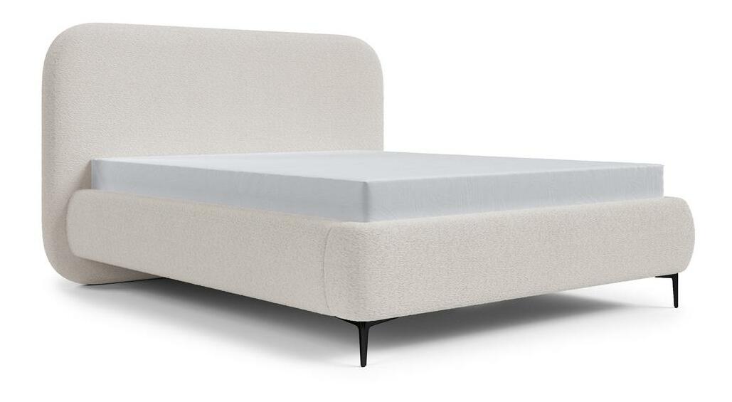 Pat matrimonial 140 cm Mononoke 140 (cu somieră) (bej + negru)