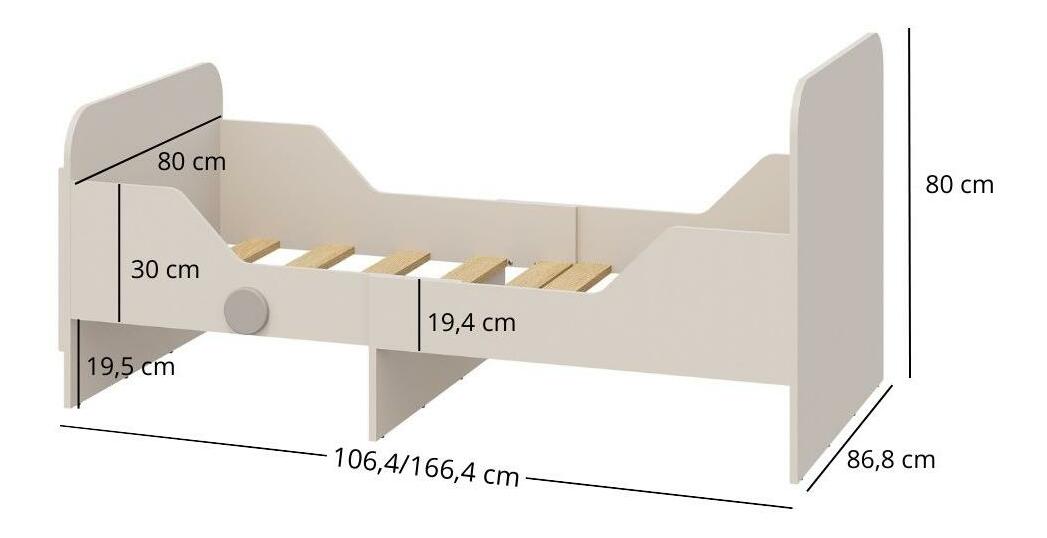 Dječji krevet na razvlačenje 80 cm Perdidos (kašmir) (s podnicom)