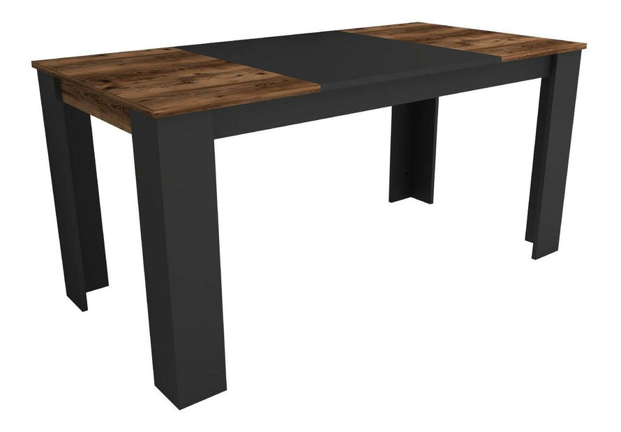 Masă sufragerie Dovete 2 (Nuc deschis + negru) (pentru 6 persoane)