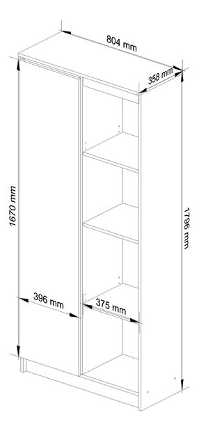 Dulap cu rafturi Rehana II (alb + gri)
