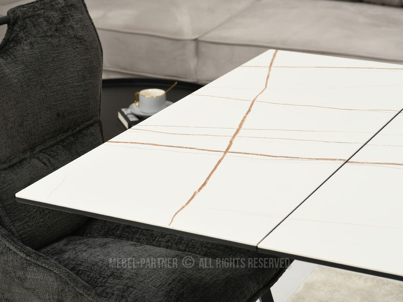 Jedálenský stôl Prego (biely mramor + čierna)