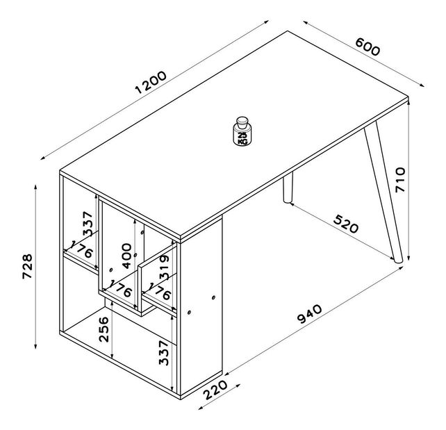 PC stolík Kitava 2 (biela + dub) 