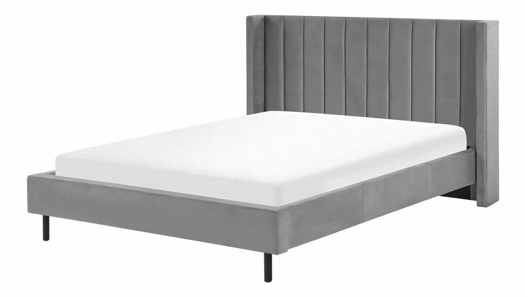 Franciaágy 160 cm VINNETTE (textil) (szürke)