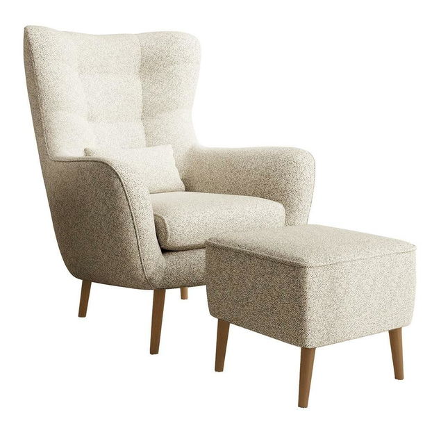 Fotoliu cu suport picioare Veneza VZ2 (crem + fag)