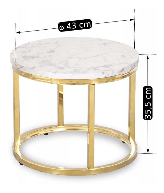 Set stolića za kavu (2 kom.) Oponia (mramor + zlatna) 