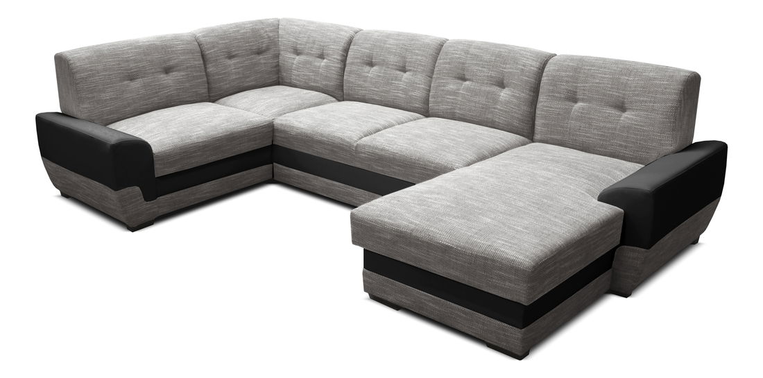 Rohová sedačka U Simona 1+A+2+L (sivá + čierna) (P)