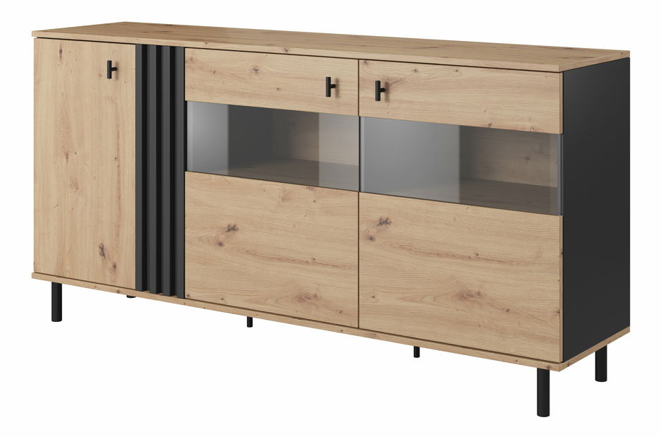 Vitrina Madeira 3D (hrast artisan + crni antracit)