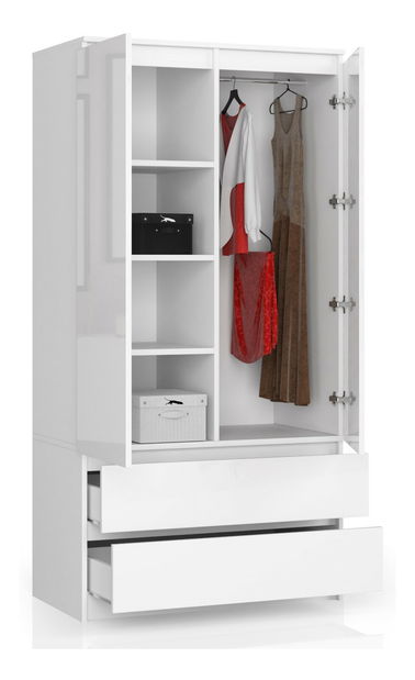 Dulap de haine Safwan (alb lucios)