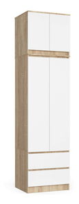 Ormar za garderobu Slots (hrast sonoma + bijela) (sa nadogradnjom)