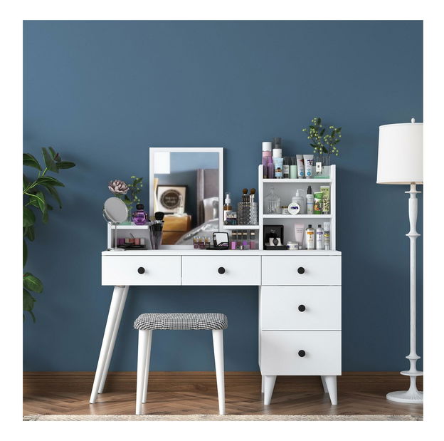 Fésülködőasztal zsámollyal Blake 101 (fehér)