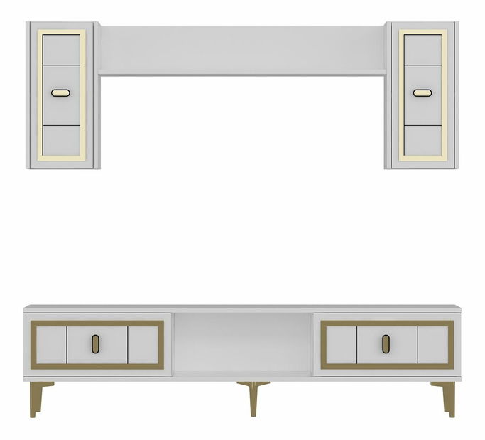 Obývacia stena Orino (biela + zlatá)