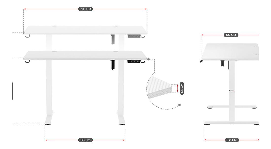 Elektricky nastaviteľný PC stolík Hyperion 8.2 (biela)