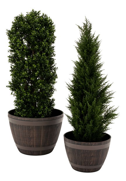 Plastový kvetináč Montreal Typ 1 (sivohnedý + vzor drevo)