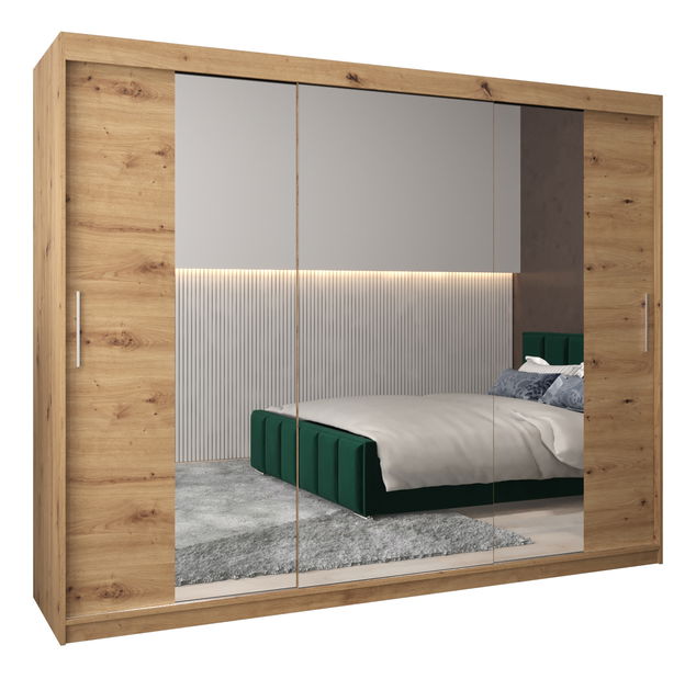 Dulap de haine 250 cm Toki 2 (stejar artisan + stejar artisan)