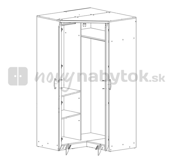 Rohová šatníková skriňa BRW Ida 2DN