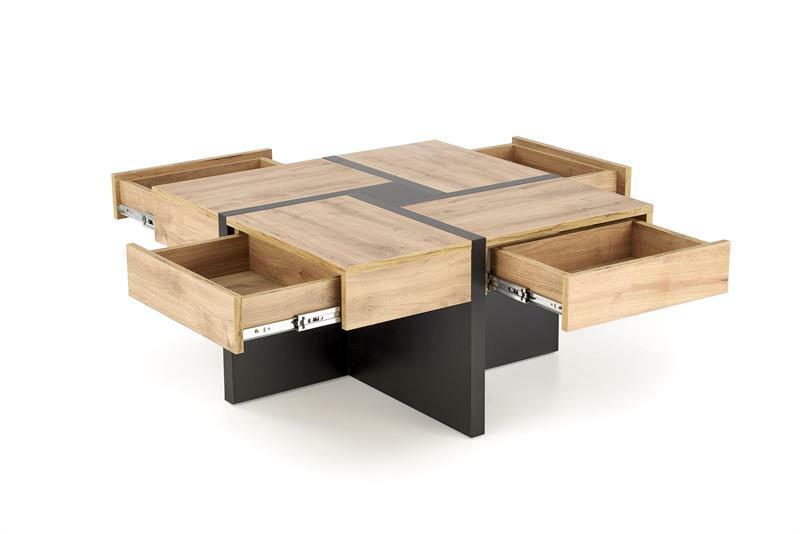 Dohányzóasztal Shanell 80 (craft tölgy + fekete)