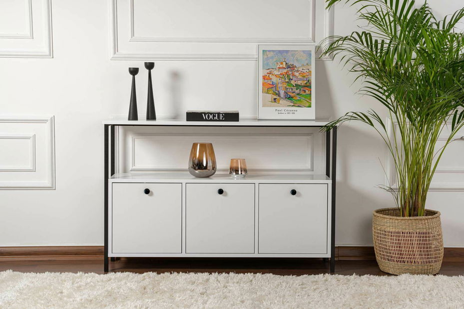 Konzolový stolík Solac (biela + čierna)