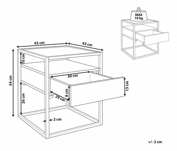 Príručný stolík Mauza (tmavé drevo)