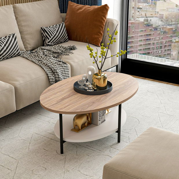 Dohányzóasztal Elisie (tölgy + fehér)