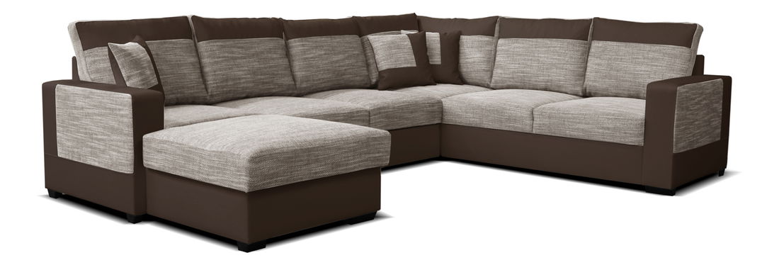 Rohová sedačka U Mega L+2F+A+2 (béžová + hnedá) (L)